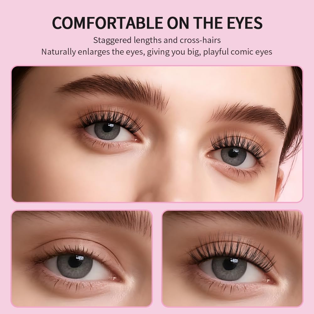 AKARA False Eyelashes Natural Look Faux Mink Eye Lashes,Cat Eye 16 Pairs 16 Mixed Styles Fake Eyelashes Pack,Wispy Soft Reusable Fluffy Beauty Lash Wholesale