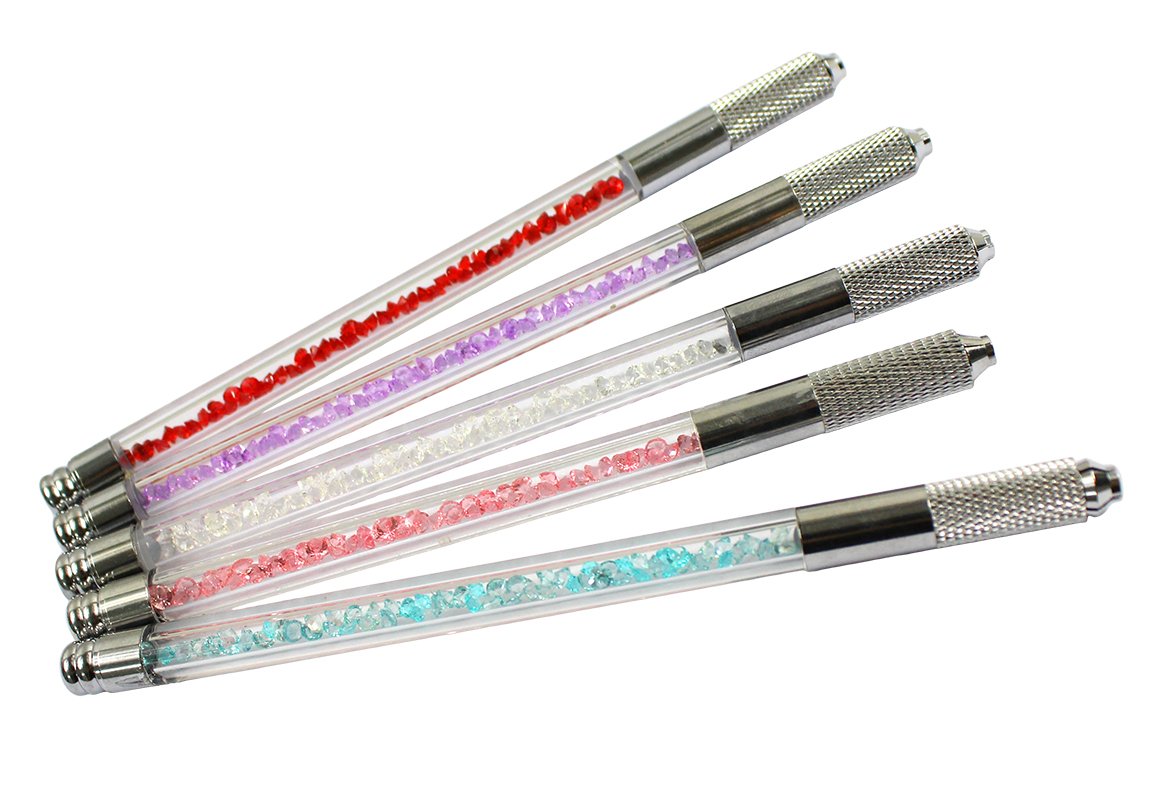 Crystal Transparent Microblading Pen - Manual Tattoo Eyebrow Pen for Permanent Makeup | 5-Pack