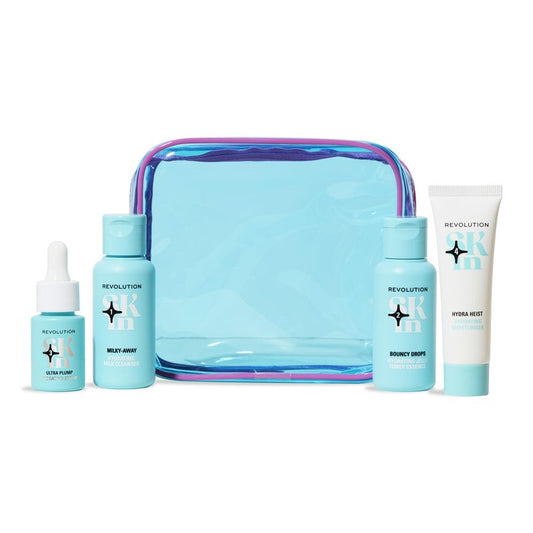 Revolution Skin, Happy Hydrate 4 Step Starter Kit, Hydrating Skincare Set with Cleansing Milk, Essence, Serum & Moisturizer, Vegan & Cruelty-Free, 4 Mini Products
