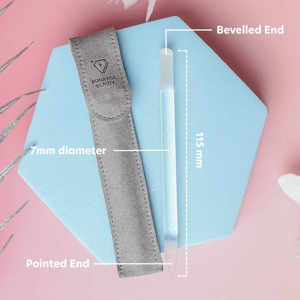 Bona Fide Beauty Czech Glass Cuticle Pusher (Clear), 1Pc with Pouch