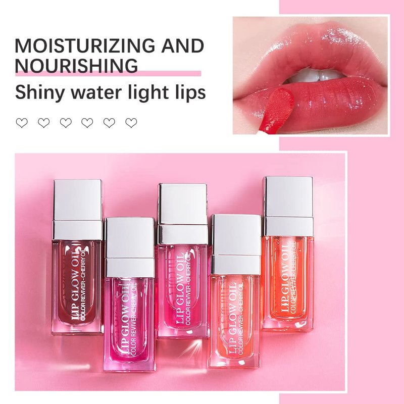 Hydrating Lip Glow Oil - Nourishing Tinted Lip Oil Gloss for Smooth Lips | Rosewood 0.2 OZ
