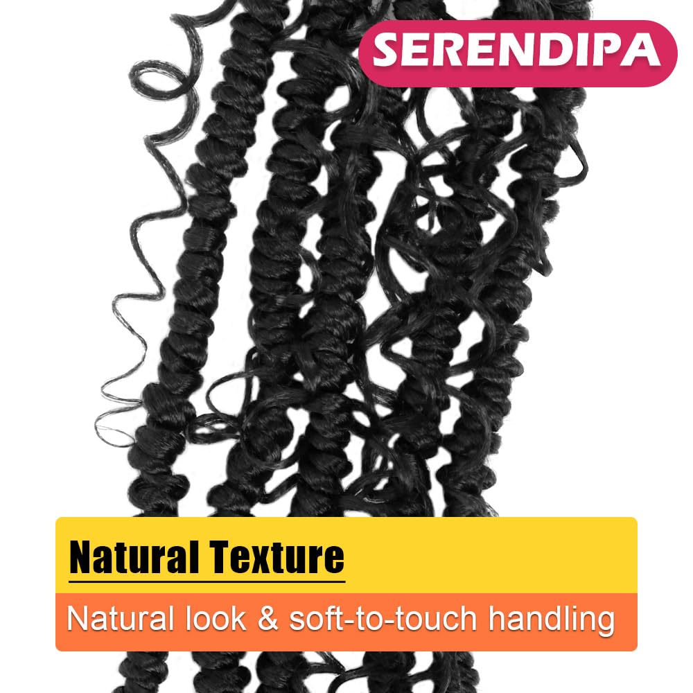 SERENDIPA Passion Twist Hair, 22 Inch Pre Looped Boho Braiding Hair,Goddess Crochet Braids with Curly Ends (8 Packs, 1B)