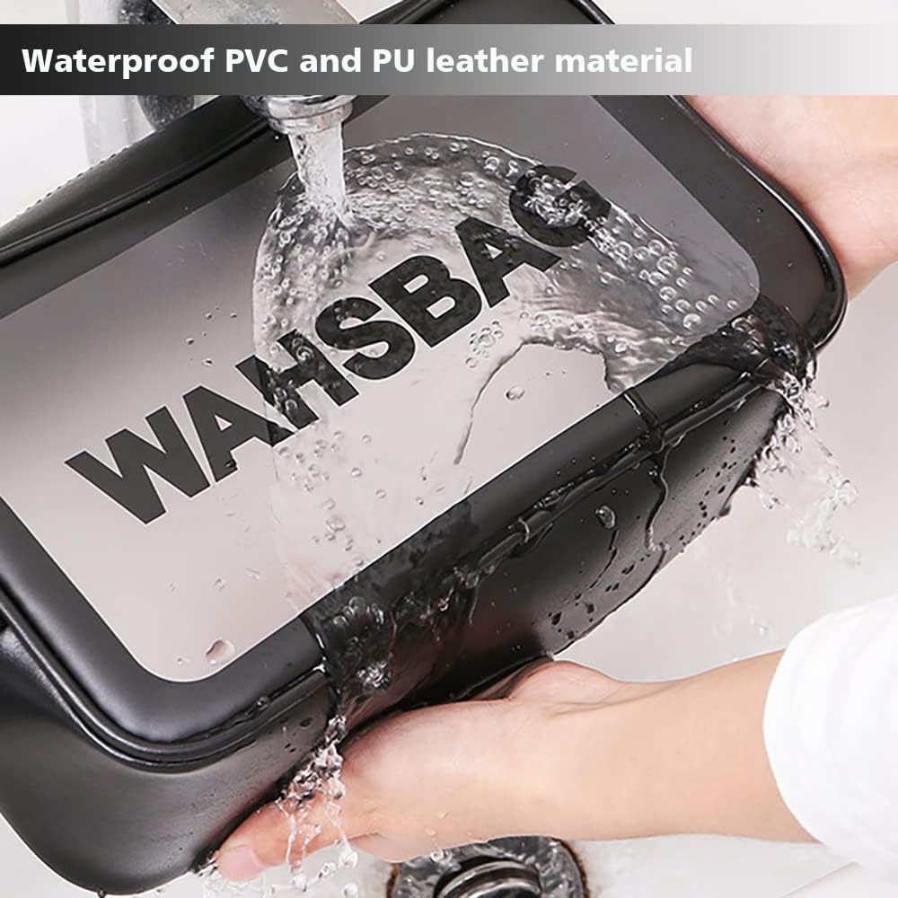 DAPOWER Travel Toiletry Bag Set - Matte Translucent Makeup Organizer for Men & Women | 4 PCS, Black