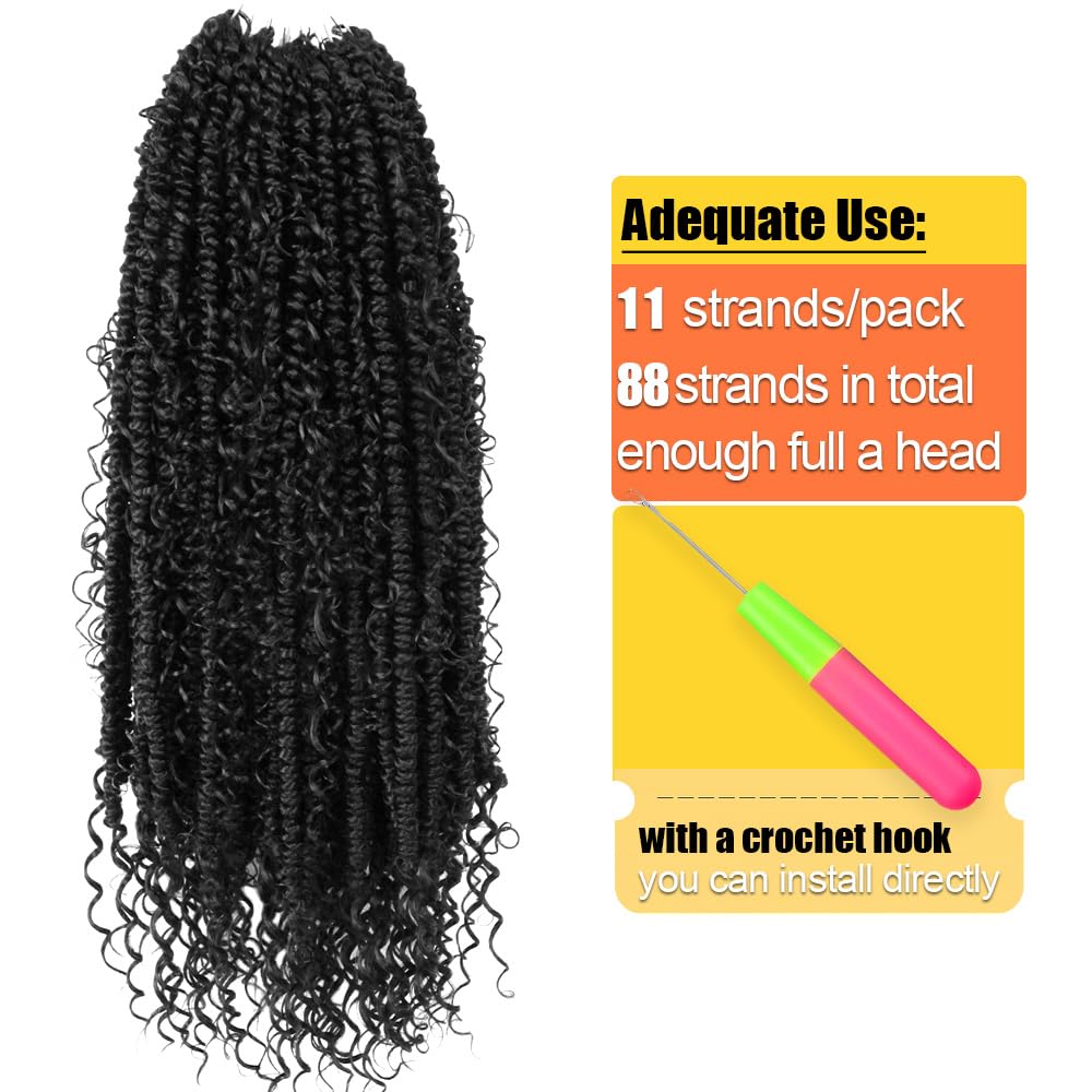 SERENDIPA Passion Twist Hair, 22 Inch Pre Looped Boho Braiding Hair,Goddess Crochet Braids with Curly Ends (8 Packs, 1B)