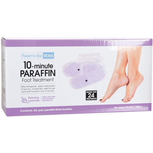 Paraffin Wax Works 10-Minute Paraffin Foot Treatment, Relaxing Lavender, Spa and Home Treatment Booties, Pack of 6-Pairs