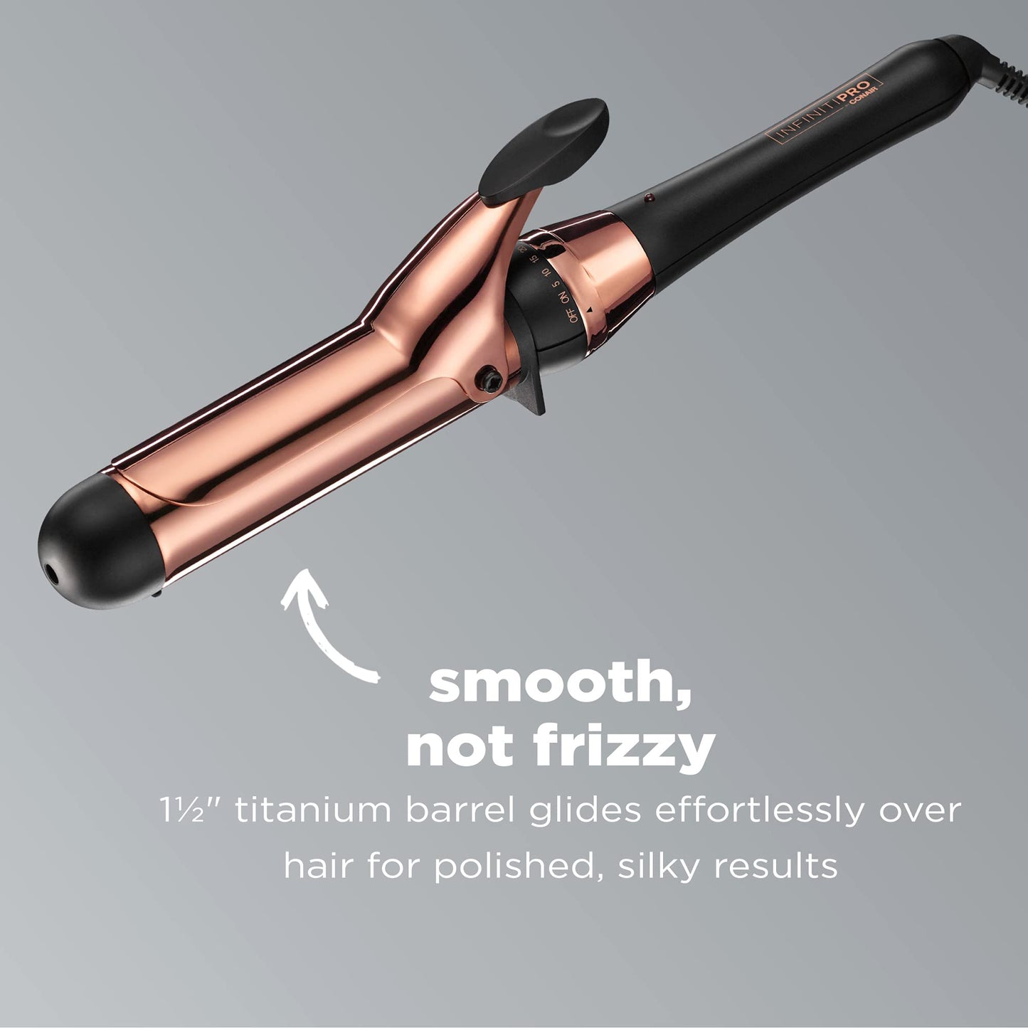INFINITIPRO BY CONAIR Rose Gold Titanium 1 1/2-Inch Curling Iron, 1 ½ inch barrel produces soft waves – for use on medium and long hair