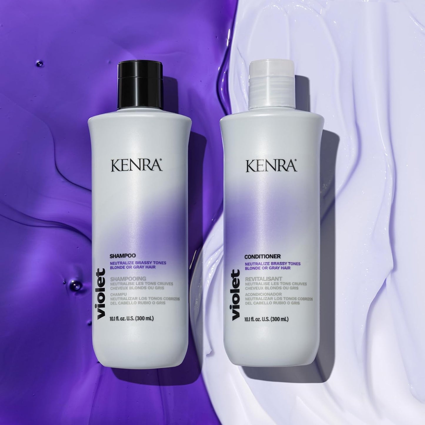 Kenra Violet Shampoo & Conditioner Set | Eliminates Brassy Tones | Purple Pigment + Deposit | Neutralizes Yellow | Moisturizes Processed Hair | Enhances Vibrancy of Blonde or Gray Hair | 10.1 fl. oz.