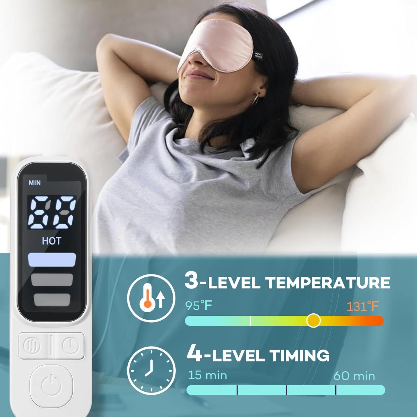 FlexTherm Pink Heated Eye Mask for Dry Eyes, MGD, Blepharitis, Stye Treatment, Warm & Cool Eye Masks, USB Powered, Adjustable, Silk-like Material