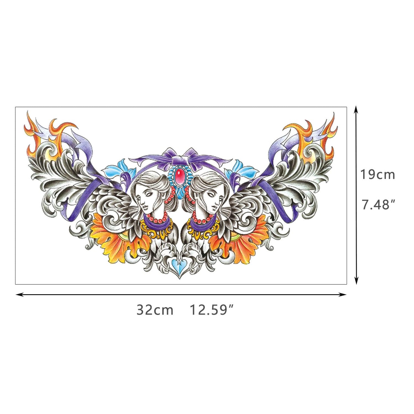 THAPOR Floral Temporary Tattoo for Women, 8-Pack 7.5inx12.5in Large Realistic Flower Tattoos Stickers, Long-lasting Horizontal Fake Tattoos, Makeup for Girls Chest Back Underboob Waist Body