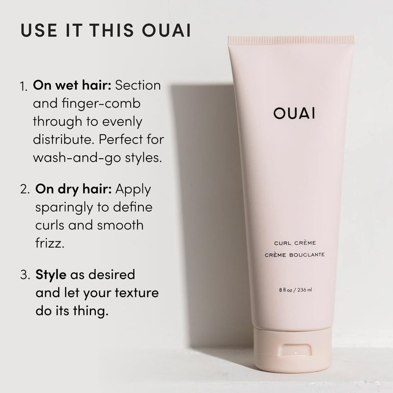 OUAI Curl Cream - Curl Defining Cream with Chia & Linseed Oil | Tames Frizz & Enhances Shine (8 oz)