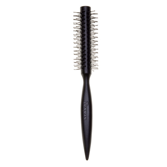 Denman Curling Vented Barrel Round Hair Brush with Nylon Bristles for Fast Drying, Volume and Creating Movement in the Hair, Black, D73