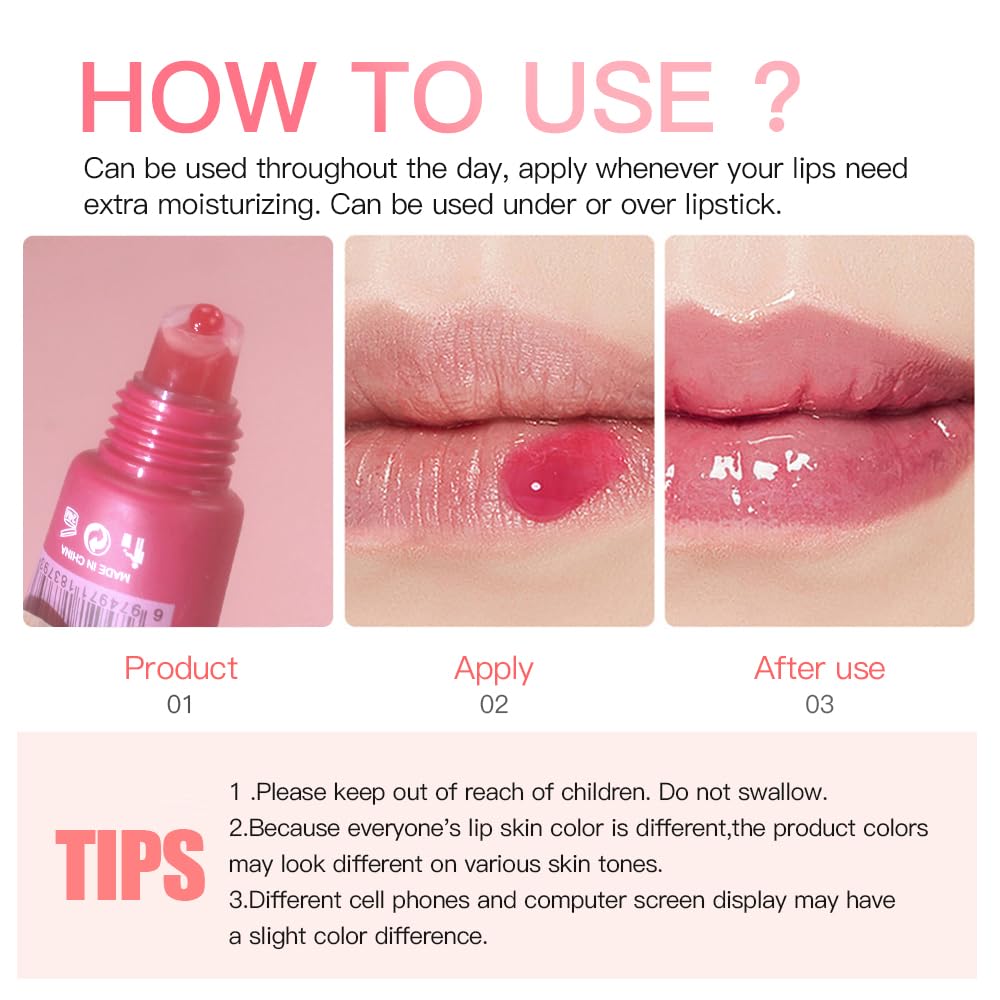 SAM SUGAR Lip Balm with Keychain Hydrating Tinted Lip Gloss, Moisturizing Lip Butter Balm with Natural Shine, Non-Sticky Lip Care for Dry Lips (Pink)