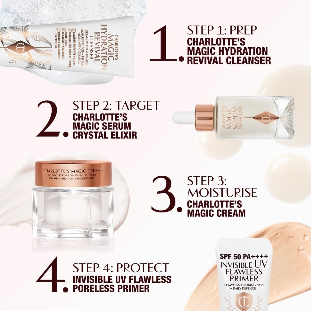 Charlotte Tilbury Magic Cream with Hyaluronic Acid - Hydrating Face Moisturizer for Dry Skin - Anti-Aging Face Cream with Vitamins C & E, Peptides to Smooth & Firm for Perfect Makeup Base (150ml)