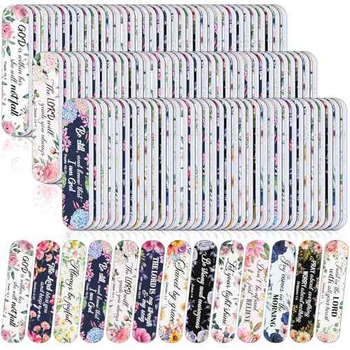 200 Pcs Christian Bible Verse Nail Files Gift for Women Religious Scripture Nail Emery Boards Colorful Floral Inspirational Buffering Files Scripture Manicure Tools VBS Christmas Gift Bulk