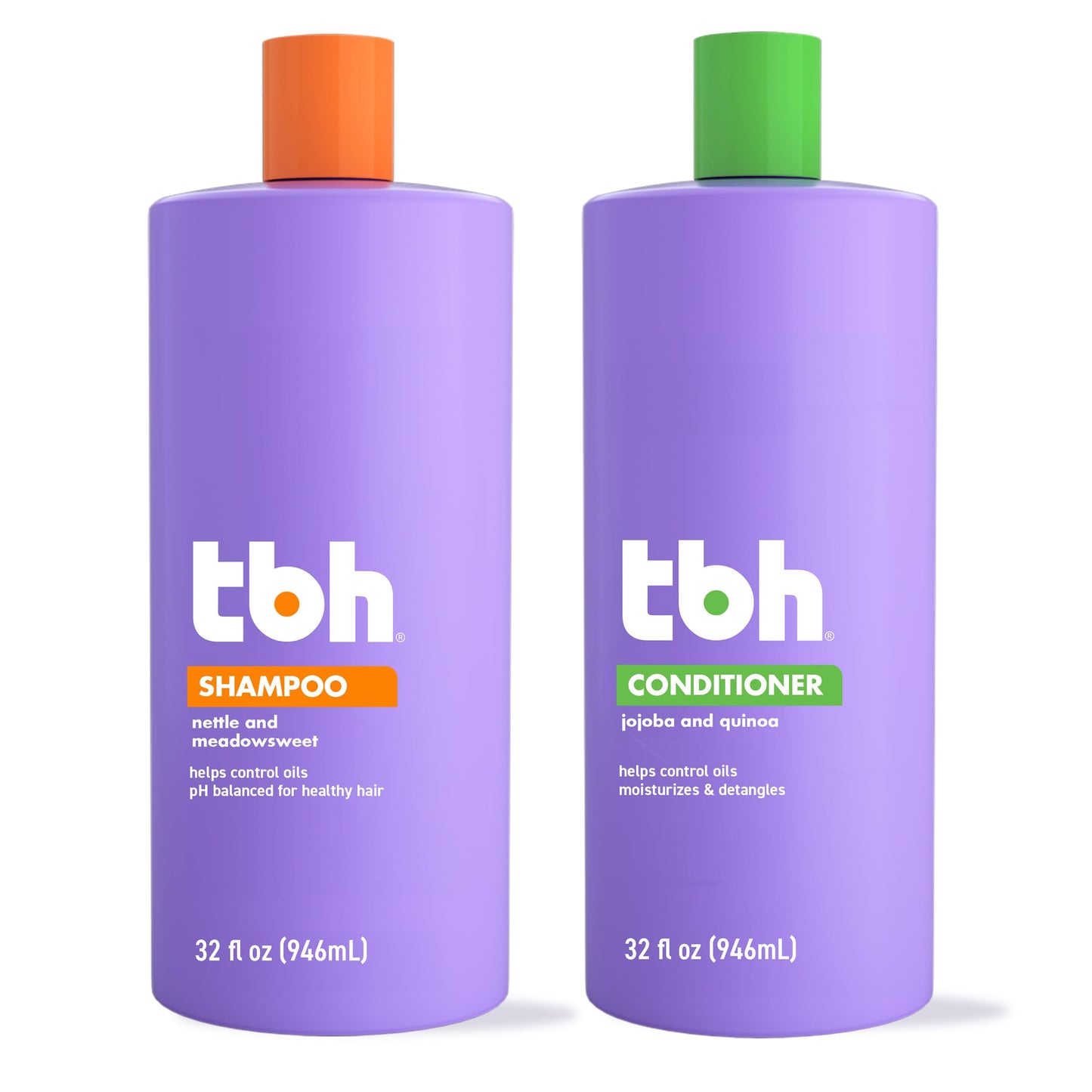 TBH Kids & Teen Shampoo and Conditioner Set – Sulfate & Paraben Free, Lightweight & Hydrating Hair Care for All Hair Types – 2-Pack, 12 oz Each