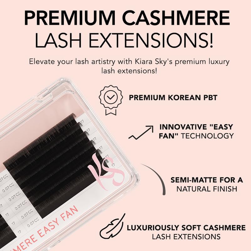 KIARA SKY LASH Premium Cashmere Easy Fan Lash Extensions - Soft Semi-Matte Finish | Black (C-0.03-13mm)