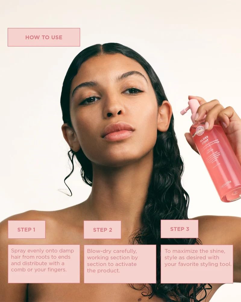 Maria Nila Gloss Coat, Heat-activated Smoothing treatment, For Long-lasting shine, Frizz control, & Humidity protection, 6.8 Fl Oz