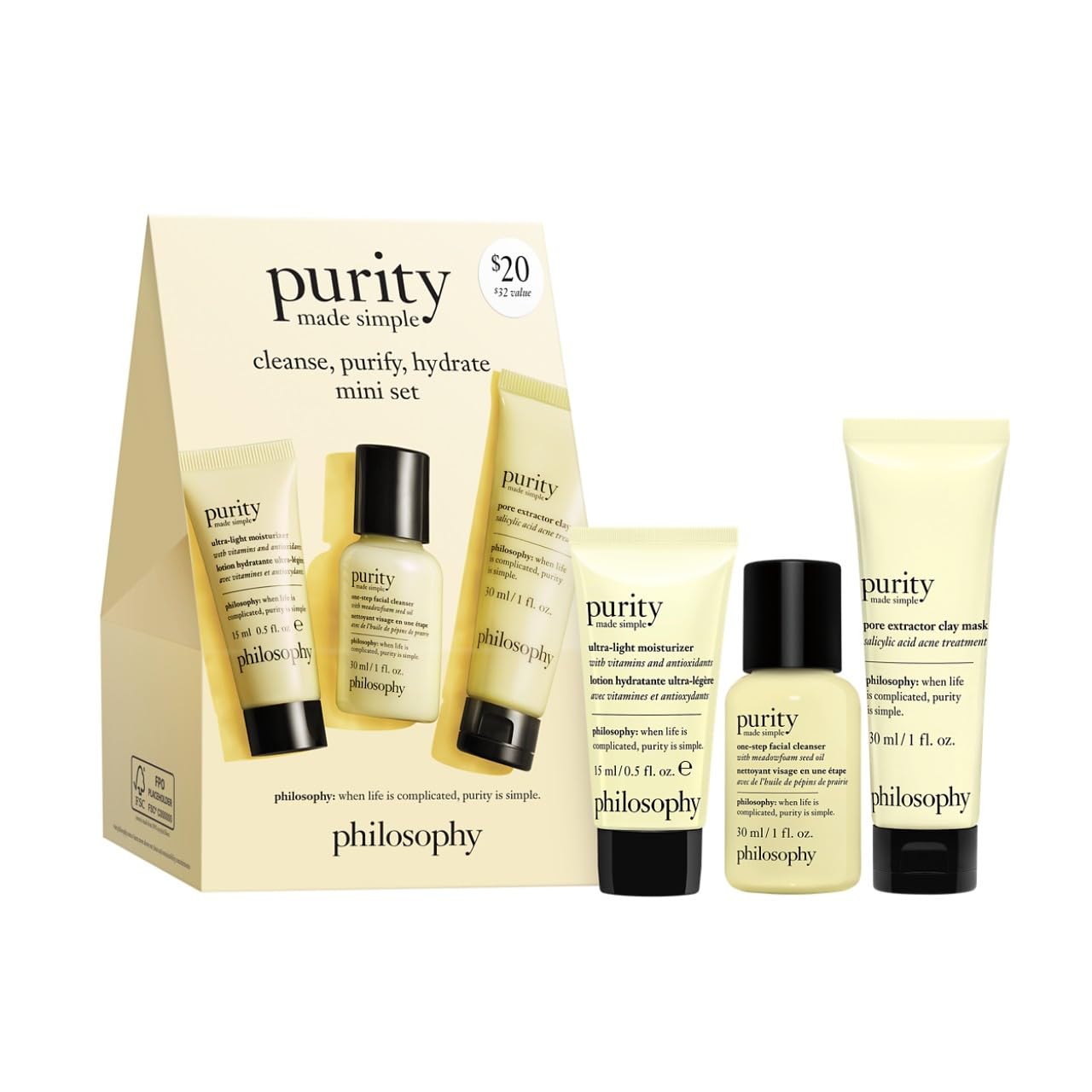 Purity Made Simple Facial Cleanser - Gentle One-Step Face Wash with Meadowfoam Seed Oil | Paraben-Free, 8 oz