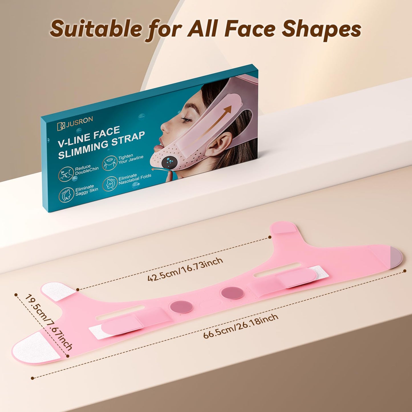 JUSRON V-Line Mask Chin Up Mask Face Strap, Soft Silicone Chin Strap V Shaped Face Mask, Jaw Exerciser 23-27 Inches
