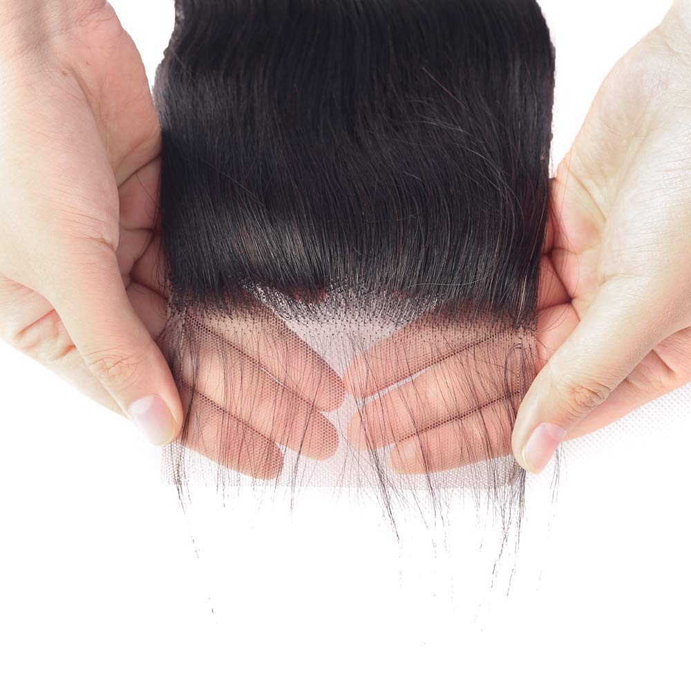 DMS Body Wave Human Hair Lace Closure 4x4 Free Part Swiss Lace Closure 12A Brazilian Virgin Hair Top (14 Inch)
