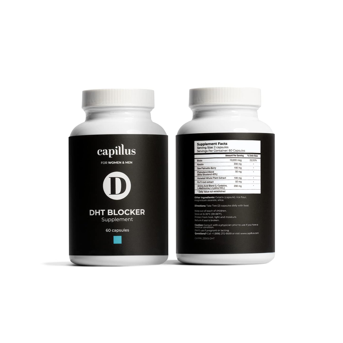 Capillus DHT Blocker For Women Hair Growth DHT Blocker For Men Hair Vitamins For Hair Loss Strengthen & Stimulate For Stronger, Thicker, Fuller, Healthier Hair With Biotin & Keratin 60 Capsules