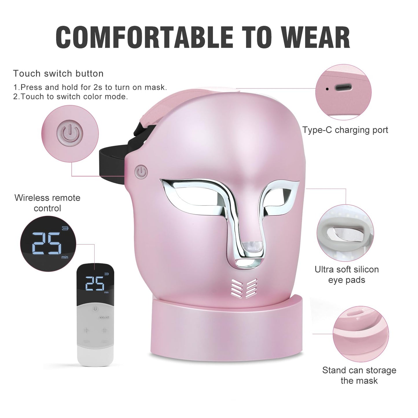 FSA Red Light Therapy Mask : Target Acne Removal,Wrinkles Redness,Wirless Remote,Salon Grade HSA Infrared Face Mask, Anti Aging Skincare for Home,2000mAh Rechargeable Led Light Therapy Facial Mask