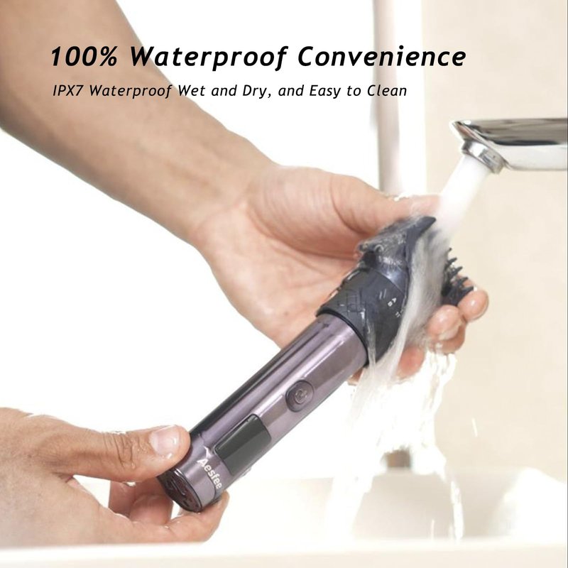 Beard Trimmer for Men, Professional 5-in-1 Hair Clippers with 20 Precision Dial Lengths, Electric Razors for Men IPX7 Waterproof Wet/Dry, USB-C Rechargeable Shaving Set with Dock for Face, Body, Nose