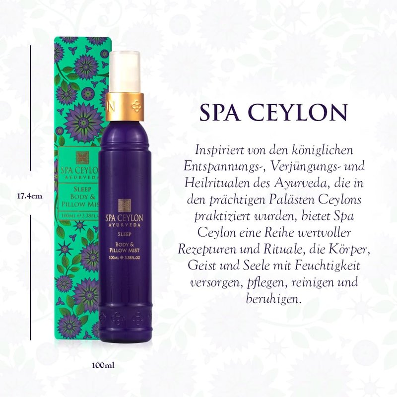 SPA CEYLON SLEEP Body & Pillow Mist | Non-Oily Natural Mist | Reduces Stress | Luxuriously Fragrant | Suitable for all skin types (100 ml, Lavender)