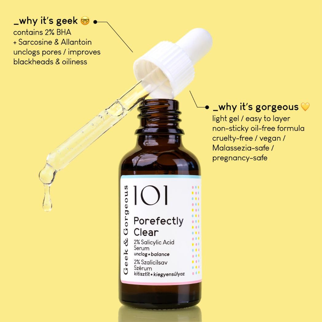 Porefectly Clear Gel Exfoliant - Lightweight 2% Salicylic Acid & Sarcosine | 1 oz for Oily & Combination Skin