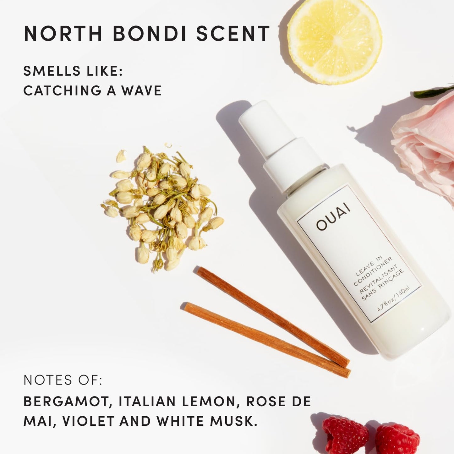 OUAI Leave In Conditioner & Heat Protectant for Hair - Prep Hair for Styling or Use as Detangling Spray to Fight Frizz & Flyaways - No Parabens, Sulfates or Phthalates (1.5 oz)