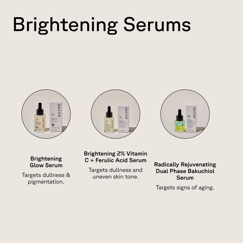 Acure Brightening Glow Serum - Anti Aging Face Serum, Bright Glow for Women & Men, Facial Skincare with Argan Oil and Cranberry Seed Oil, Vegan & Cruelty Free - 1 fl oz