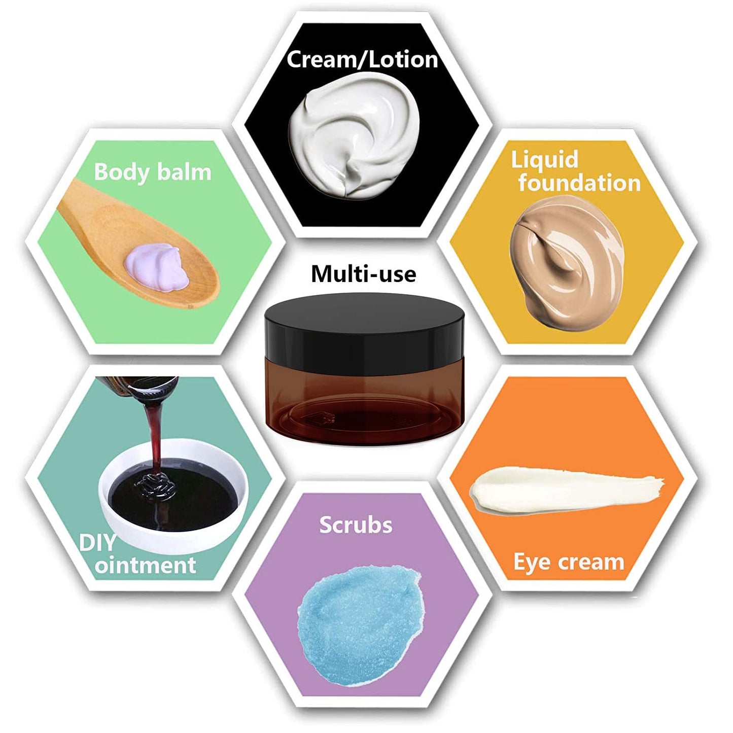 8 oz Plastic Cosmetic Jars for Lotion, ointment, Beauty Products 12 Pcs