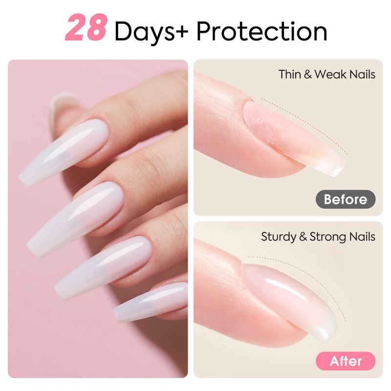 CANNI Rubber Base Gel Set - 6 Colors Milky White Clear Pink Nude Builder Nail Gel for Nail Strengthening, Soak Off UV LED for Natural Nails, DIY Manicure Salon Use Women & Girls