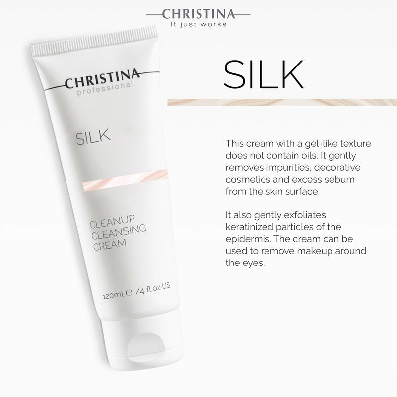 Silk CleanUp Cleansing Cream - Oil-Free Gel for Dry & Sensitive Skin | 24-Hour Moisturizing Makeup Remover, 120ml