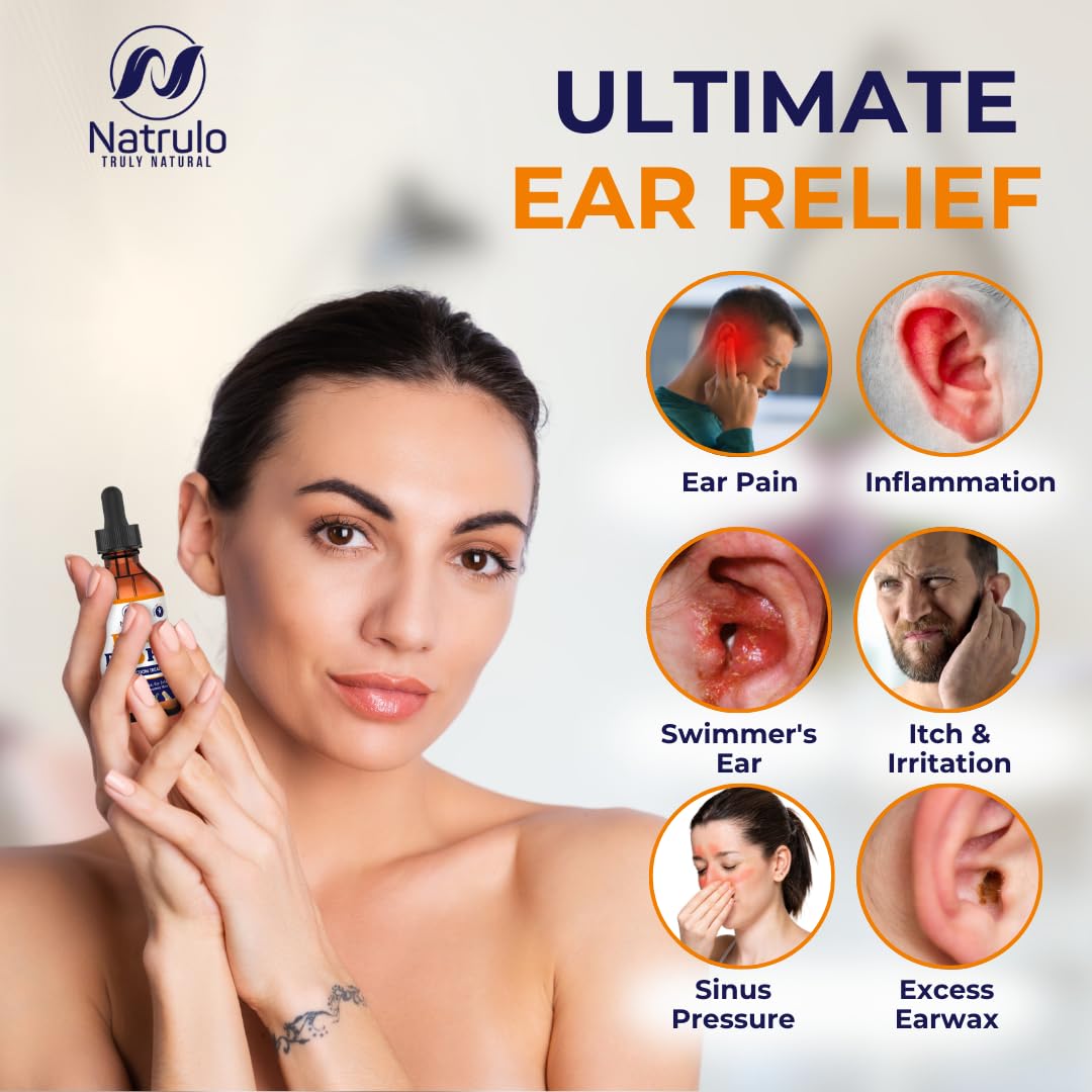 Natural Ear Drops for Ear Infection – Herbal Eardrops for Adults, Children & Pets – Soothes Discomfort, Ear Aches, Itchy Ears, Swimmer's Ear, & Loosens Wax – Kids Safe Ear Oil Made in USA