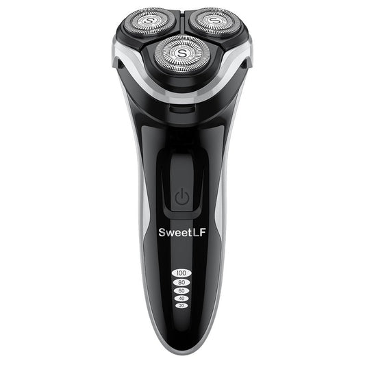 Electric Razor for Men, SweetLF Cordless 3D Rotary Shaver, Waterproof Wet & Dry, Type C Charging, Plug & Play, Rechargeable with Pop-up Trimmer, Black