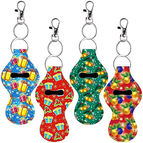 Duufin 16 Pieces Chapstick Holder Keychain with 16 Pieces Metal Clip Cords for Chapstick Tracker and Safeguard