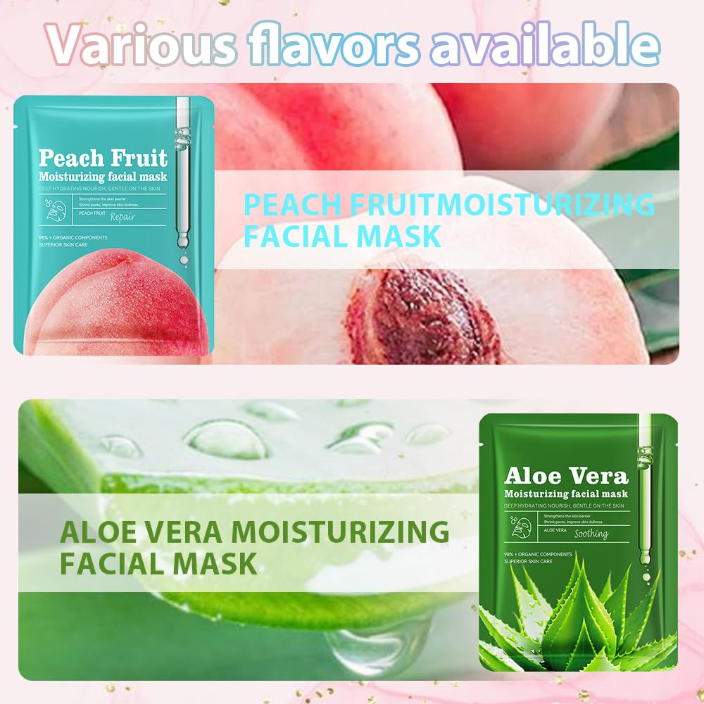 CAKAILA Face Sheet Mask Skincare,Hydrating Spa Face Mask For Sensitive Skin,Moisturize,Soothing,Nourish for All Skin Types