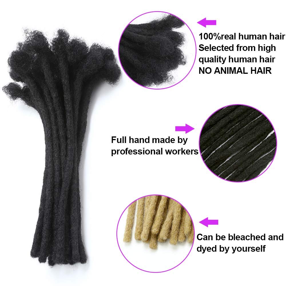 40 Strands Loc Extensions Real Human Hair for Women/men/Kids Can Be Dyed Bleached Curled 4inch Full Handmade Permanent Dreadlock Extensions 0.6cm Width