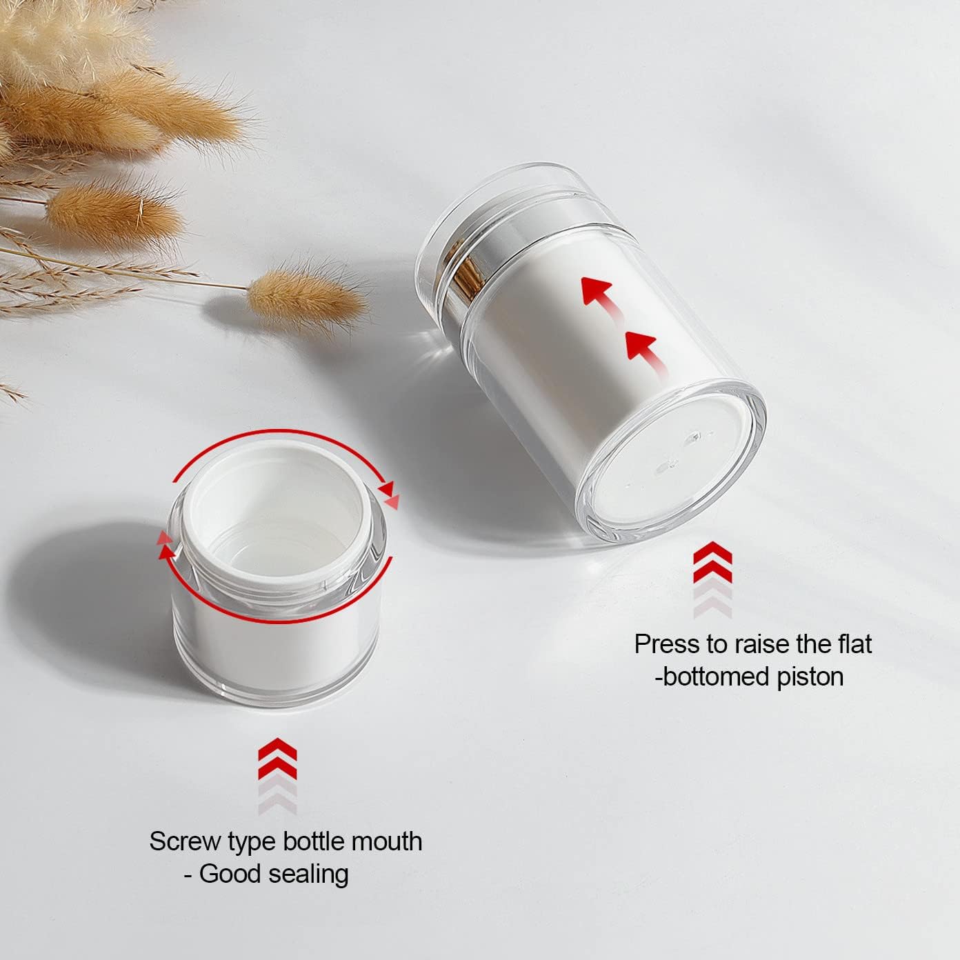 Airless Pump Jars - 3-Pack 3.5 Oz Lotion Dispenser Containers | Empty Cosmetic Bottles