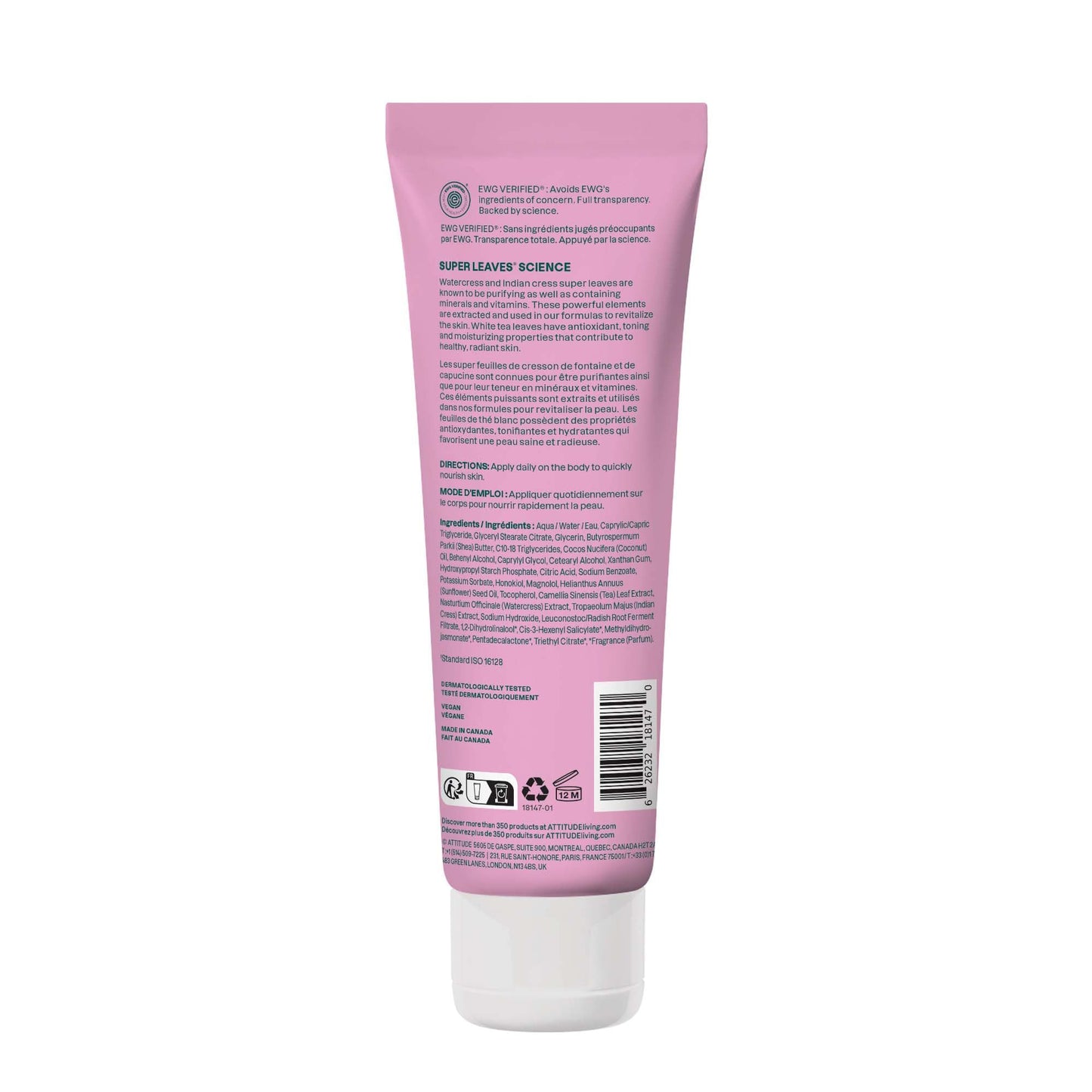 ATTITUDE Body Lotion, EWG Verified, Vegan & Cruelty-Free, Hydrating Moisturizer for Dry Skin, Non-Greasy, Skin Care