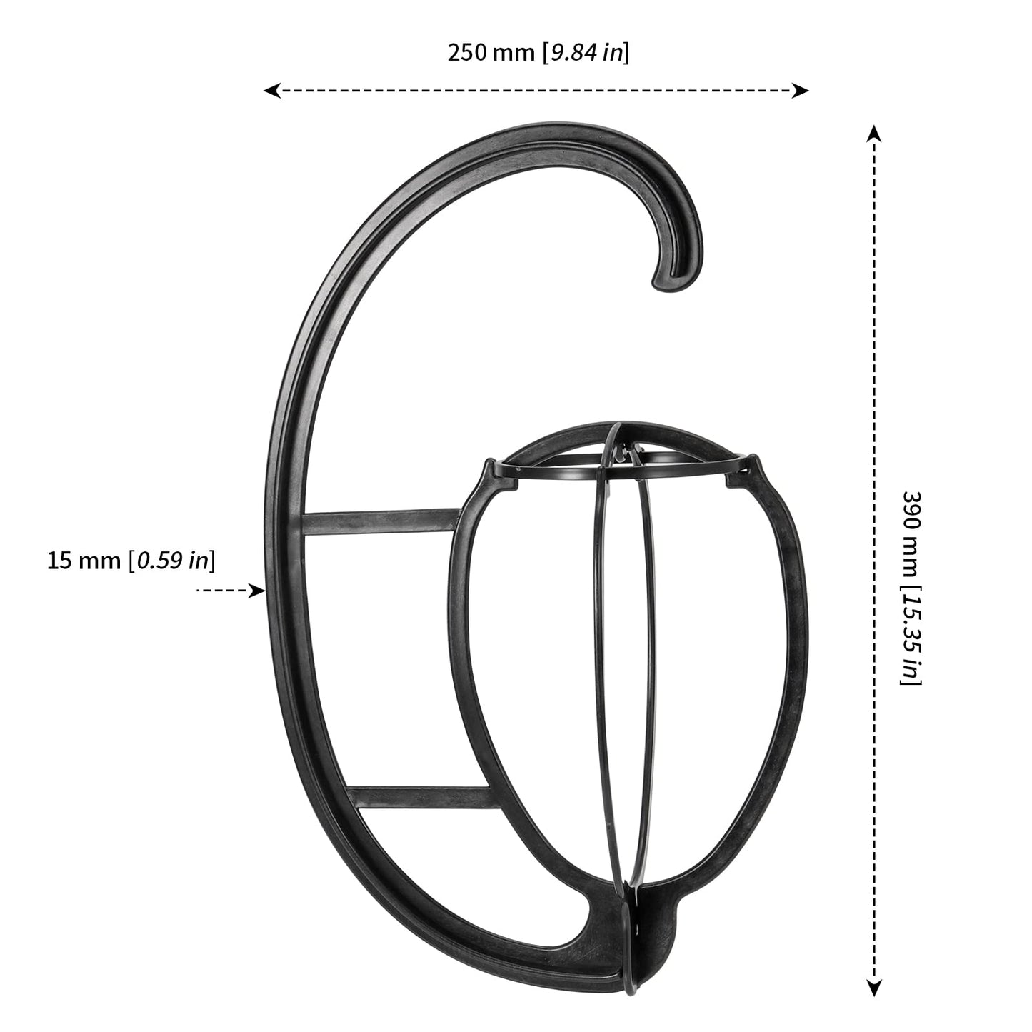 MANCHAP 12 Pack 15 Inch Black Wig Hanger, Plastic Hanging Wig Head Stand for Multiple Wigs and Hats