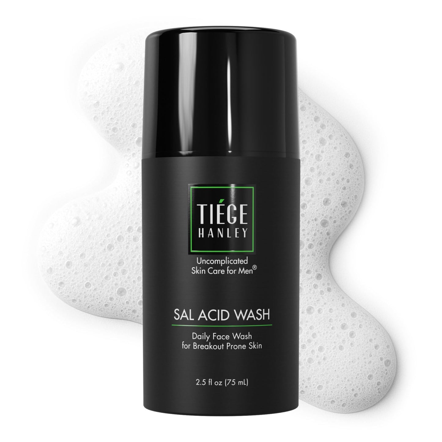 Tiege Hanley Salicylic Acid Cleanser for Men, Gentle Deep-Cleansing Face Wash for Acne-Prone Skin, Helps Remove Impurities & Control Oil, Refines Skin Texture & Pores, Men’s Skin Care, 2.5 FL Oz
