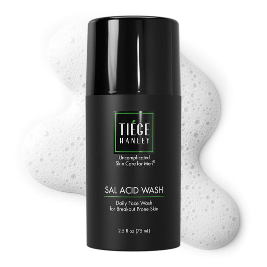 Tiege Hanley Salicylic Acid Cleanser for Men, Gentle Deep-Cleansing Face Wash for Acne-Prone Skin, Helps Remove Impurities & Control Oil, Refines Skin Texture & Pores, Men’s Skin Care, 2.5 FL Oz
