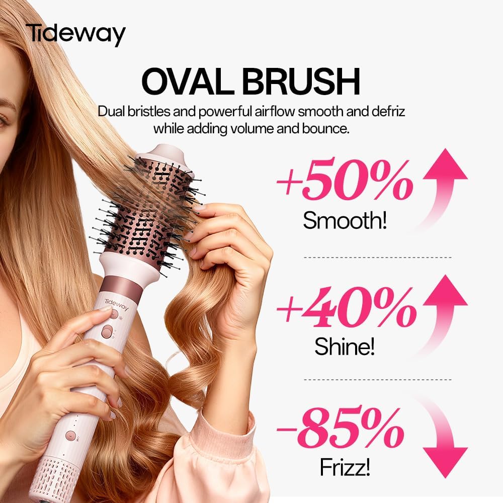 Tideway Prowaver 6-in-1 Hair Dryer Brush | High-Speed Ionic Hot Air Styler for Fast Drying & Volumizing