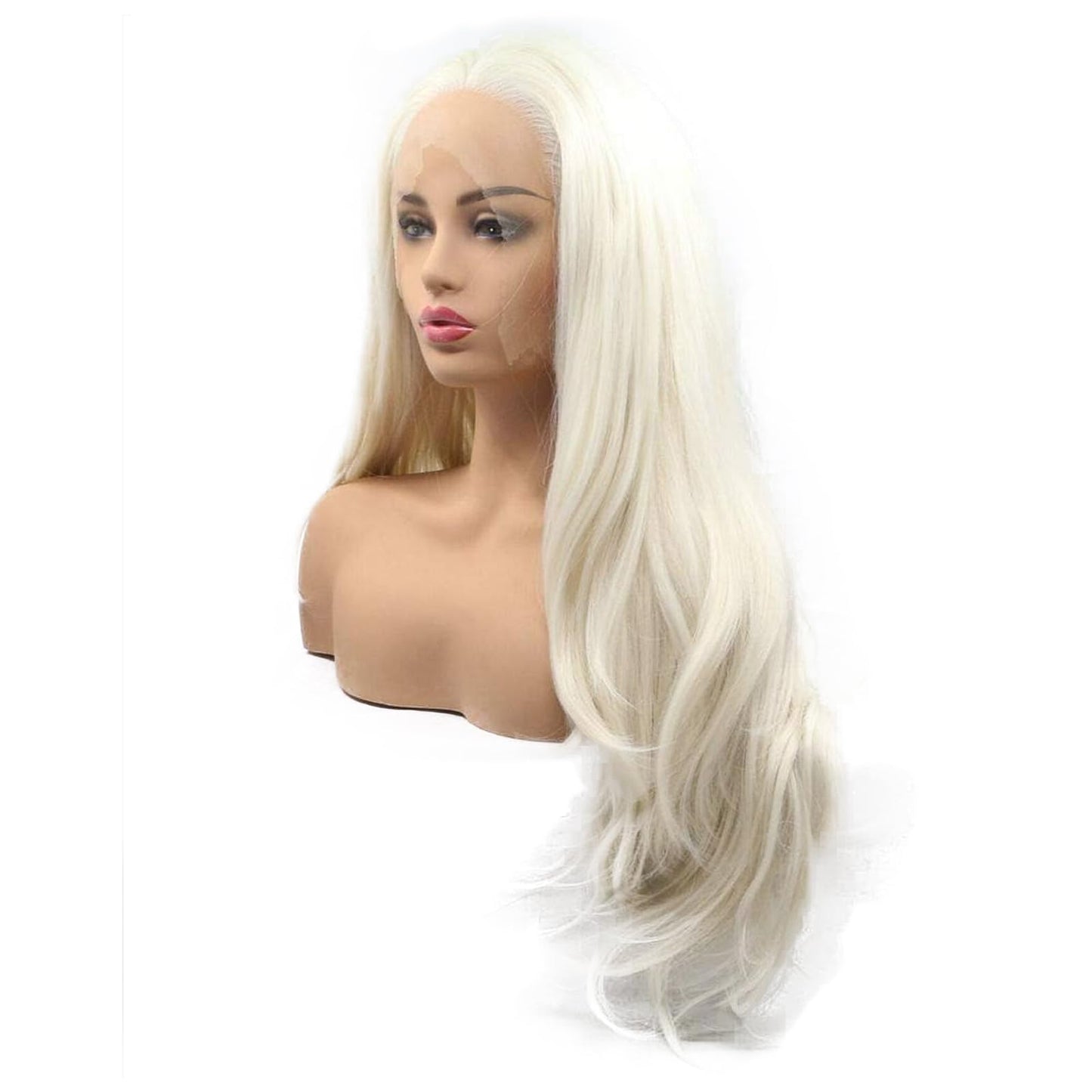 AFBeauty Platinum Blonde Wig Lace Front Real Hair Curly Wigs Long White Blonde Hair Wig Wavy Afro Wigs for Black Women Drag Queen Cosplay Daily Synthetic 26 Inch Lace Front