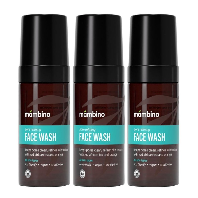 Mambino Organics Pore Refining Foaming Cleanser - Gentle Daily Face Wash with Red African Tea & Sweet Orange | 5.5 fl oz, 2-Pack