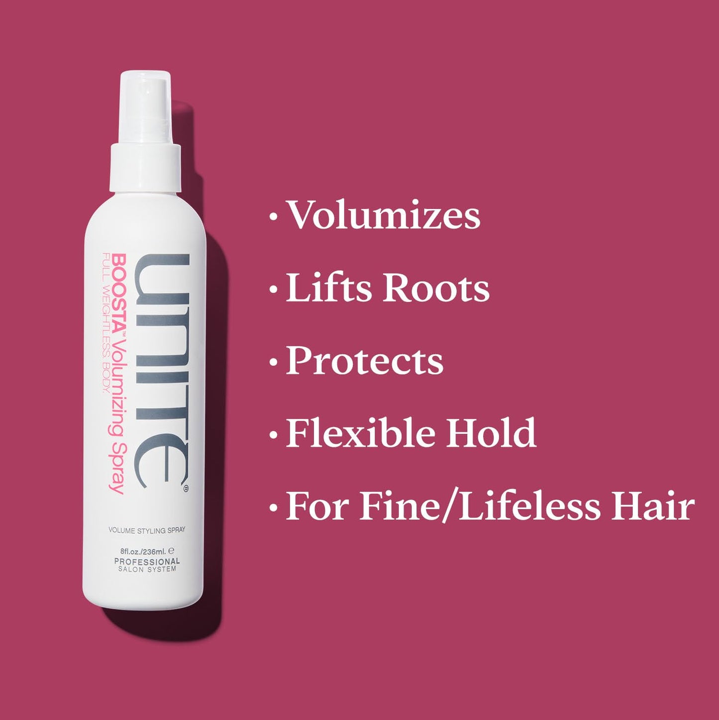 UNITE Hair – BOOSTA Shampoo, Conditioner & Volumizing Spray – Builds Lift, Body & Shine – For Fine Hair – 10 Fl Oz, 8 Fl Oz & 8 Fl Oz