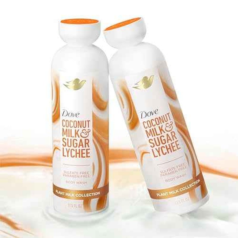 Dove Plant Milk Cleansing Body Wash Coconut & Lychee for Moisturized Skin Gentle Cleanser, No Sulfate Cleansers or Parabens, 98% Biodegradable 17.5 fl oz