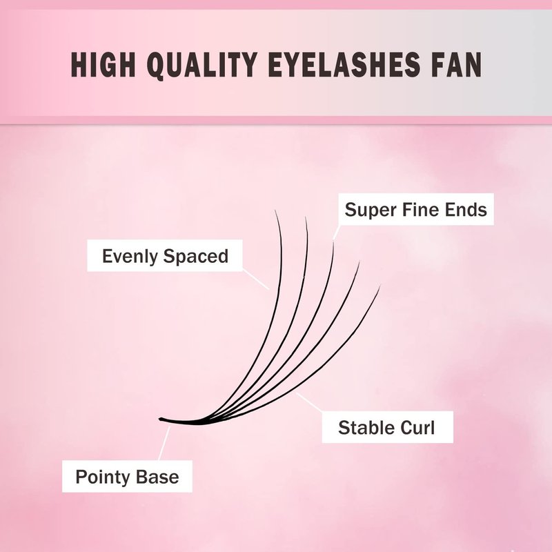 Promade Eyelash Fans - 1000 Volume Lash Extensions | 8D-16D, C/D Curl, 9-16mm Length, Vegan PBT Synthetic